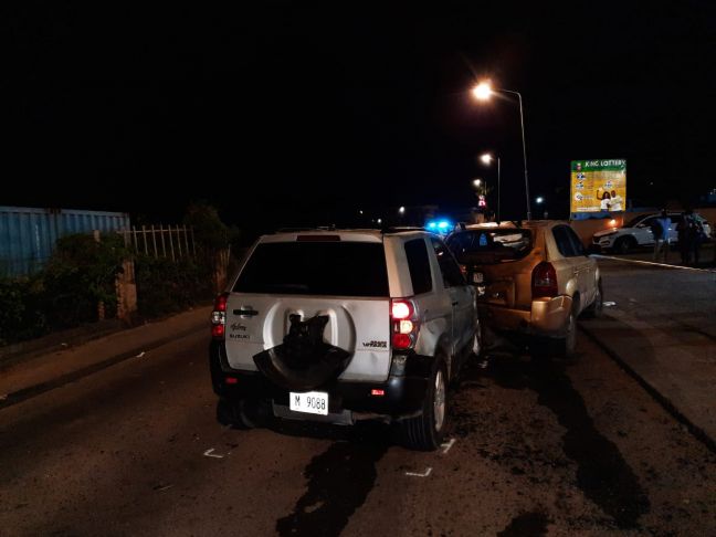 Accident scene on the L.B. Scott road where four vehicles were involved in an accident. (Police photo&#039;s)