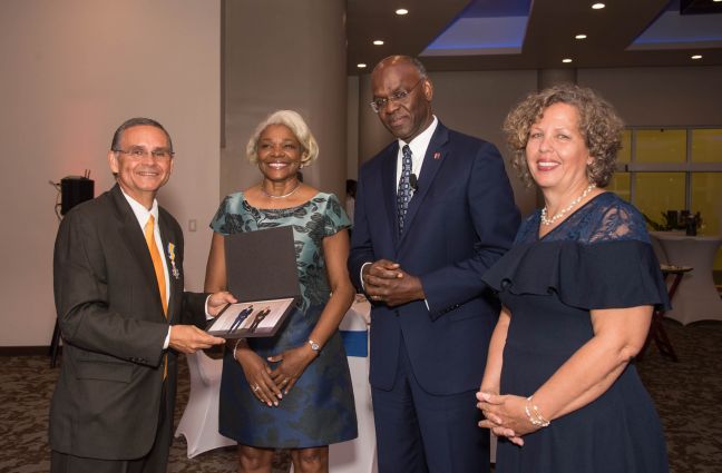 L to R: Dr. Marlon Halley, Mrs. Holiday, His Excellency Governor Holiday and Mrs. Halley.  