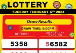 Robbie's Lottery Results for Monday, February 6, 2023