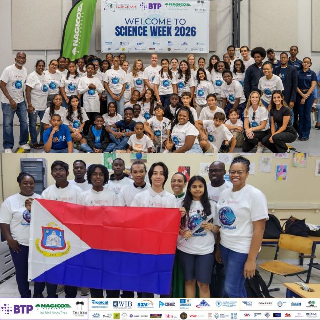 (upper picture) Participating students at the 2026 Science Fair and (lower picture) delegation to the Super Regional Robotics Challenge